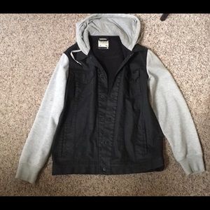 Dravus Sloaner Black & Grey Denim Vest Hoodie